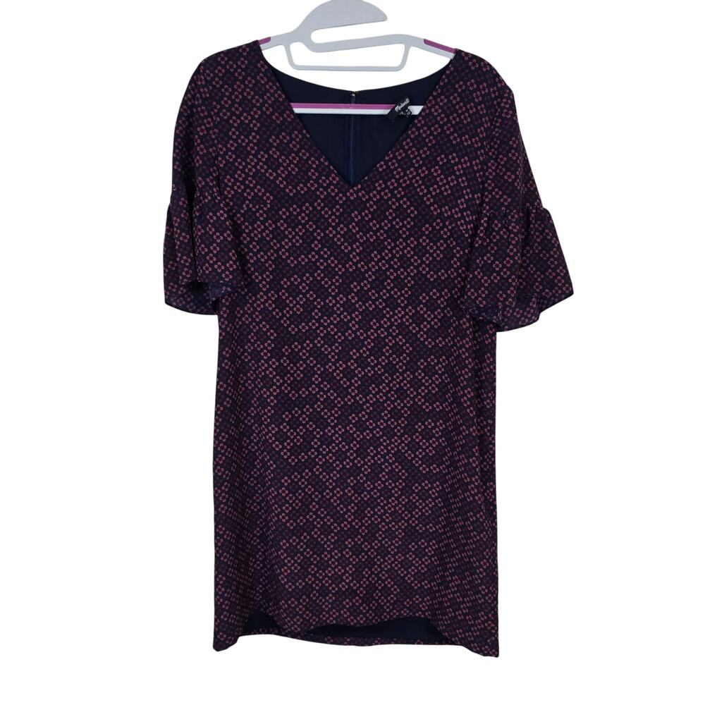 Women's Madewell Navy Blue & Pink Floral Silk Mini Slip Dress | Size 00
